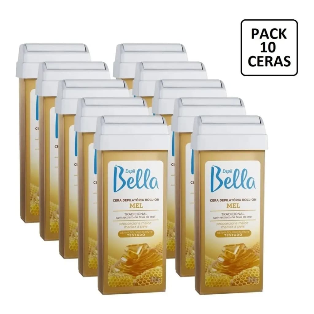 Cera Roll On Depil Bella Mel Kit 10 Refil Depilação