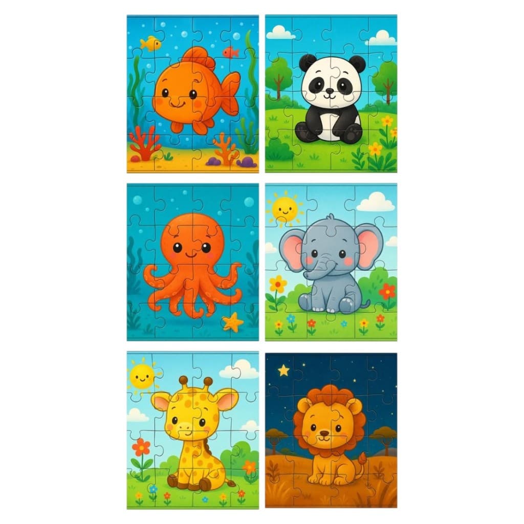 Kit 6 Jogos Quebra Cabeça Animais Safari Princesas Herois Infantil Patrulha Canina Toy Story MDF
