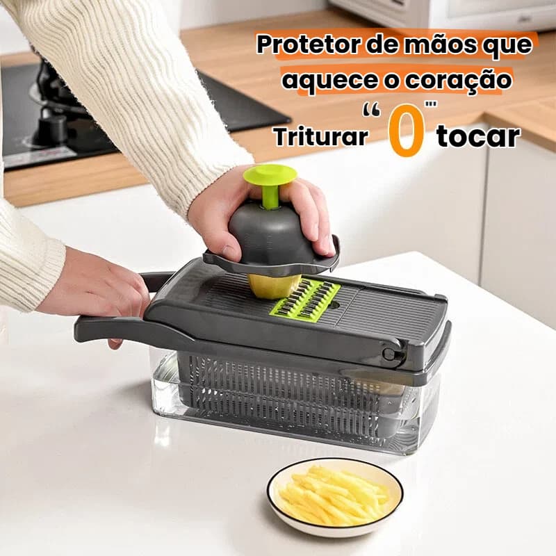 Ralador, triturador, fatiador, picador e moedor de legumes multifuncional 16 em 1