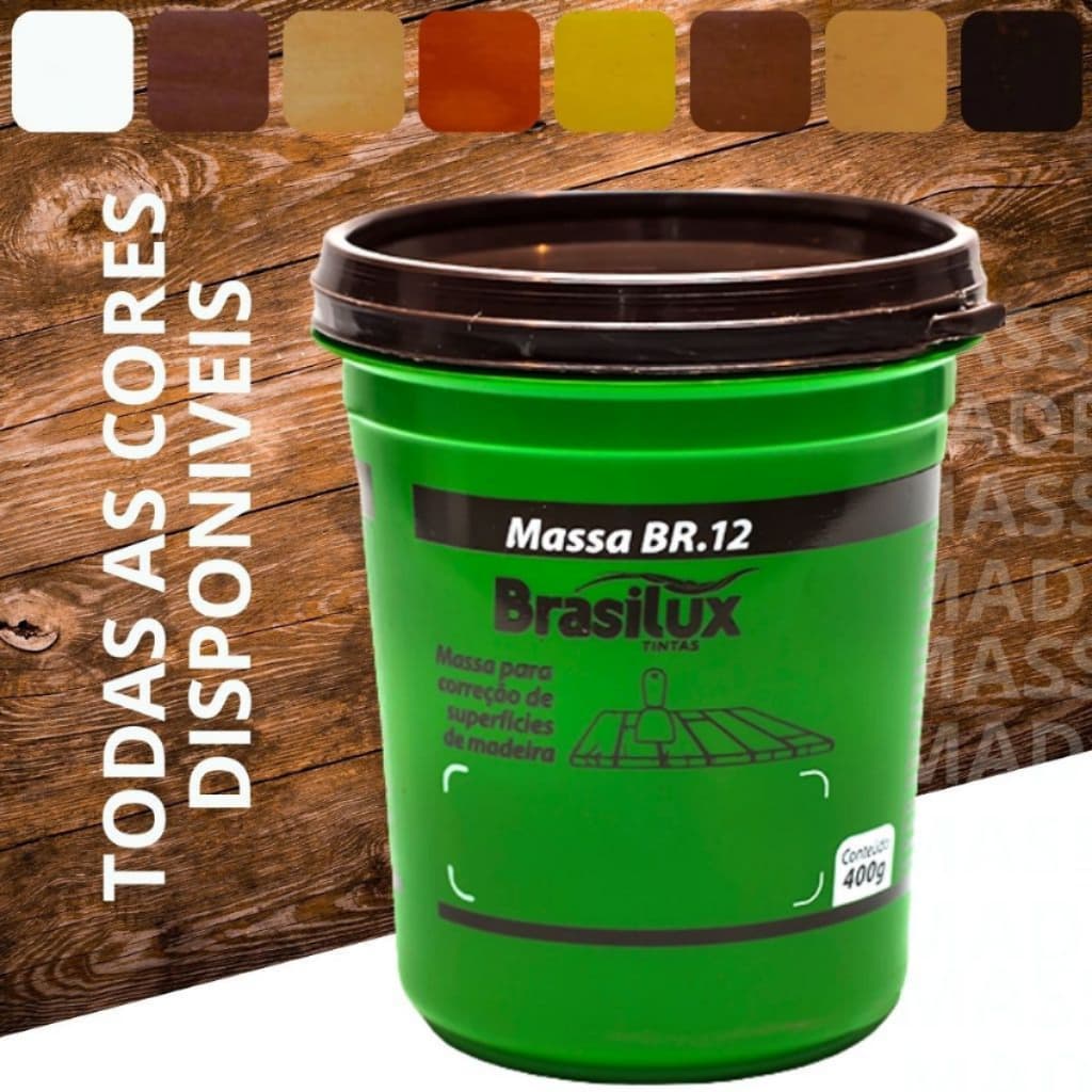 Massa Acrílica para Madeira 400g Brasilux – Todas as Cores | Reparo e Acabamento