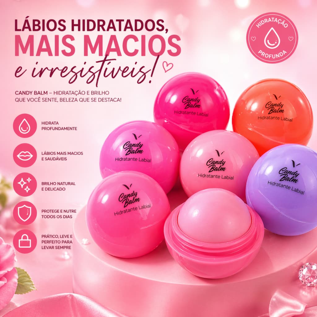 Lip Balm Candy Balm Hidratante Labial Vivai Profissional