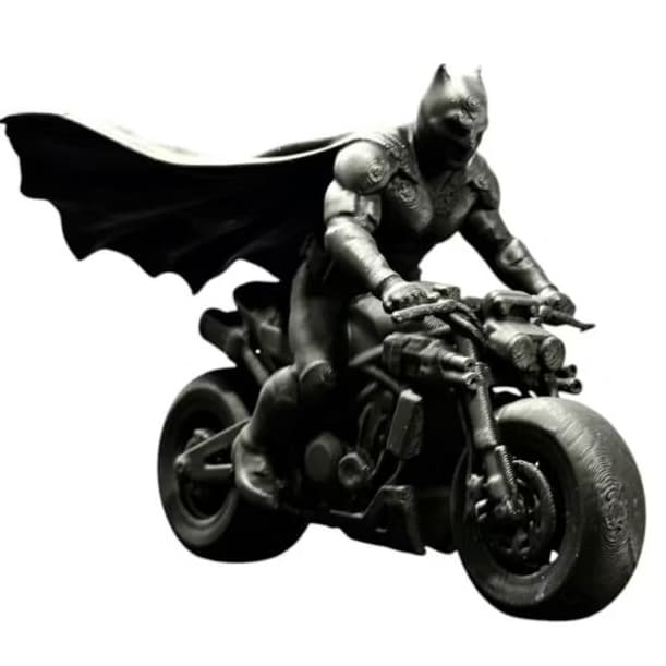 Miniatura Batman Na Batmoto Estátua Batcycle Action Figure Impressão 3D PETG Premium Geek Colecionável