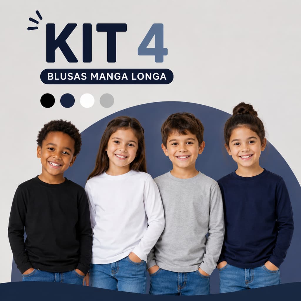 Kit 4 Blusa Manga Comprida Longa Ribana Lisa Básica Atacado Frio Inverno