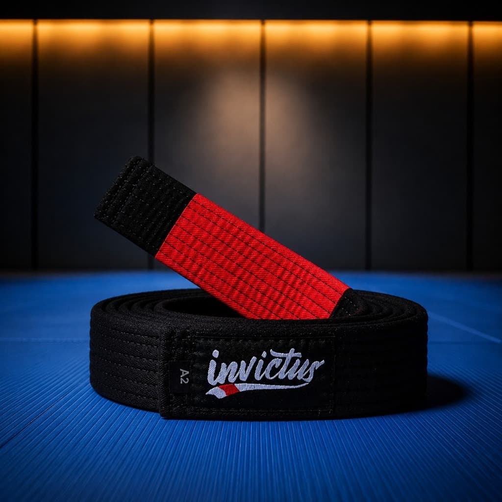 Faixa de Jiu Jitsu PRETA  com Ponteira VERMELHO Premiun Adulto Envio Imediato!