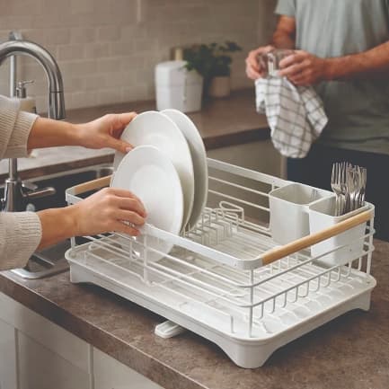 Escorredor Louças Porta Talheres Base Coletora Organizador Prático Cozinha
