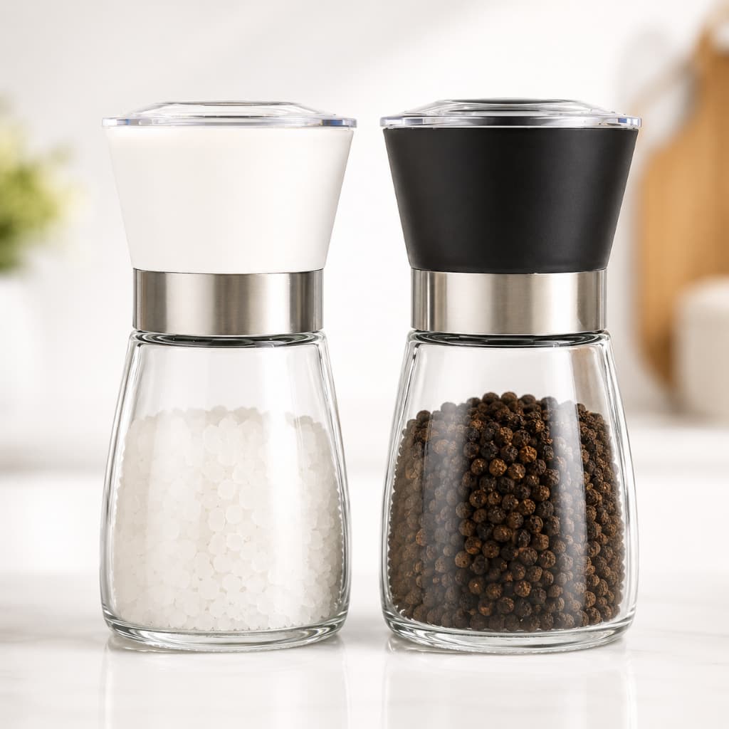 Moedor de Sal e Pimenta Vidro Kit 2 Unidades com Regulagem