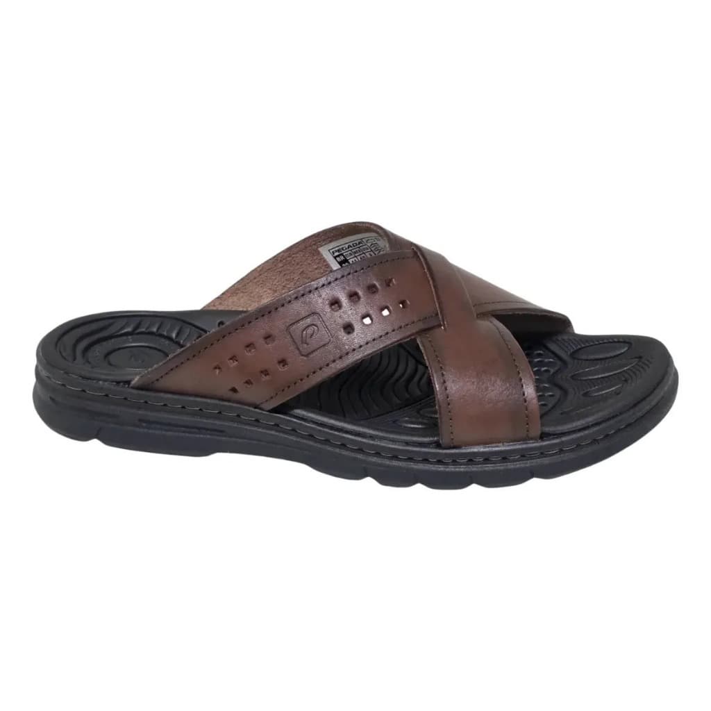 Pegada Tiras Cruzadas em X 134201 Chinelo sandalia chinela Couro legitimo Masculino Original macio