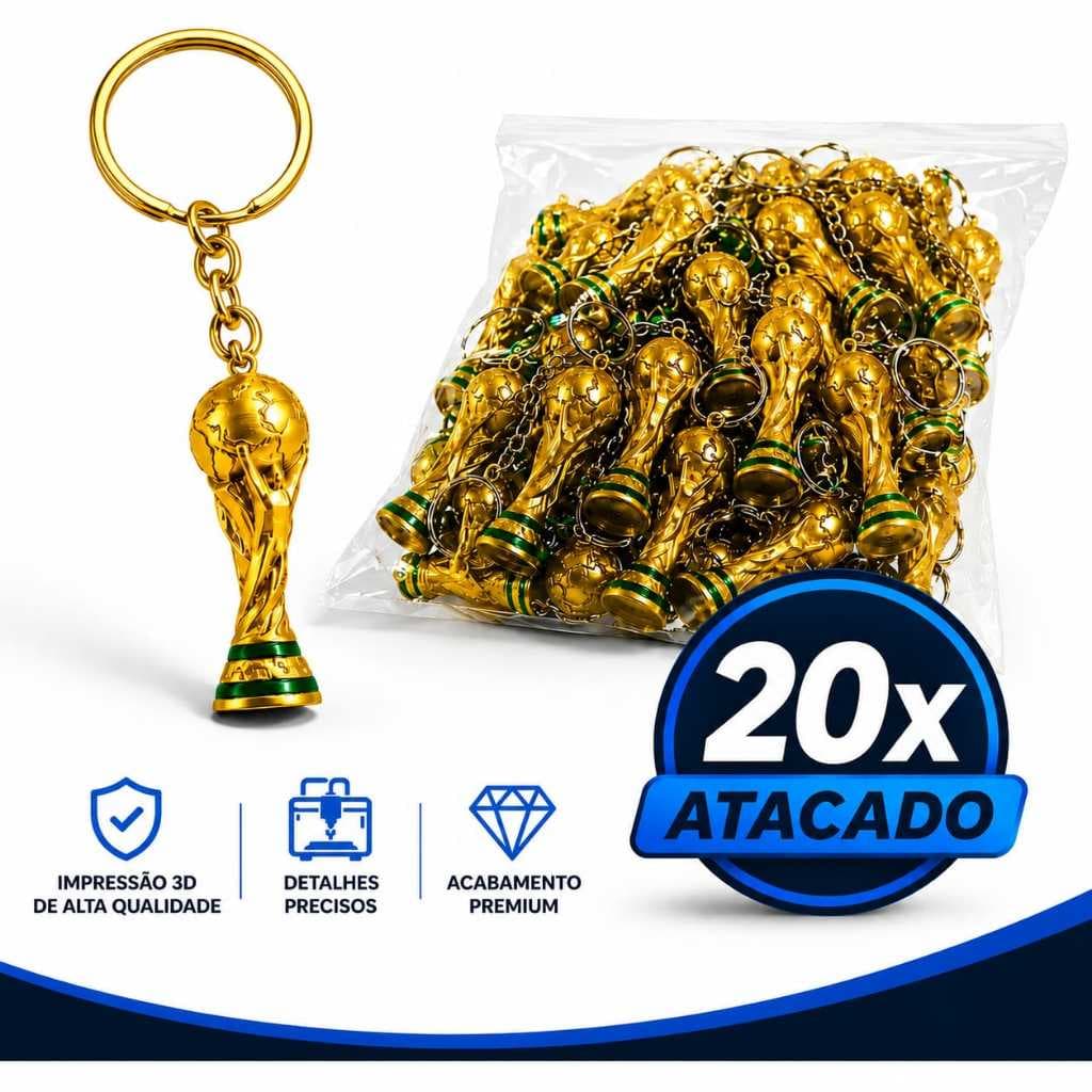 20 Un Chaveiro Troféu Taça Copa Do Mundo Correia Dourada