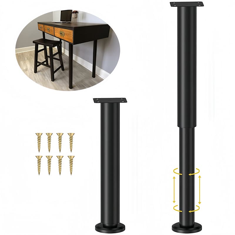 Pé de mesa retrátil regulável 42-73cm / 72-111cm - Base antideslizante, sem travas