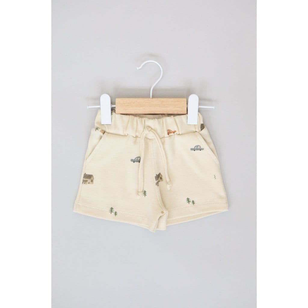 Short Infantil Estampado Com Bolsos de Suedine 100% Algodão Confortável Verão