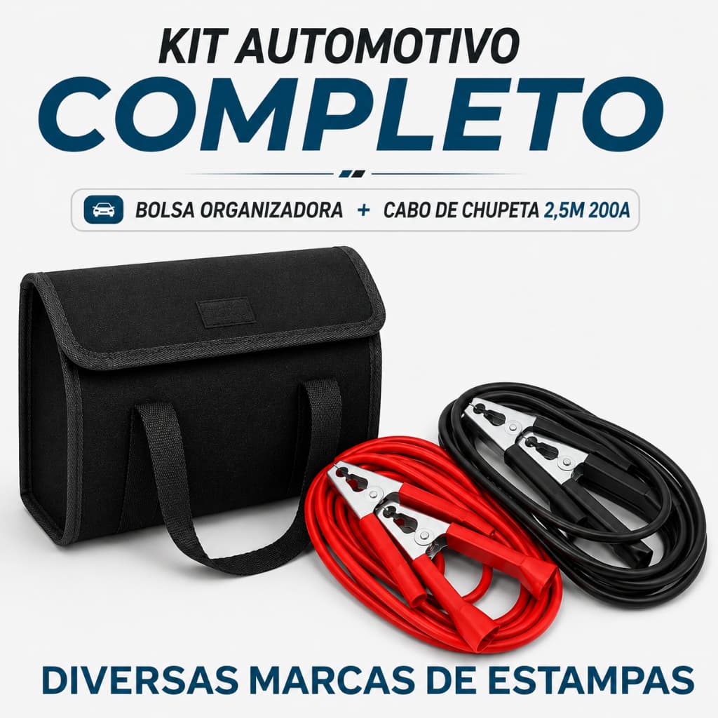 Bolsa + Cabo de Chupeta Automotiva Diversas Marcas Organização e Segurança para seu Carro