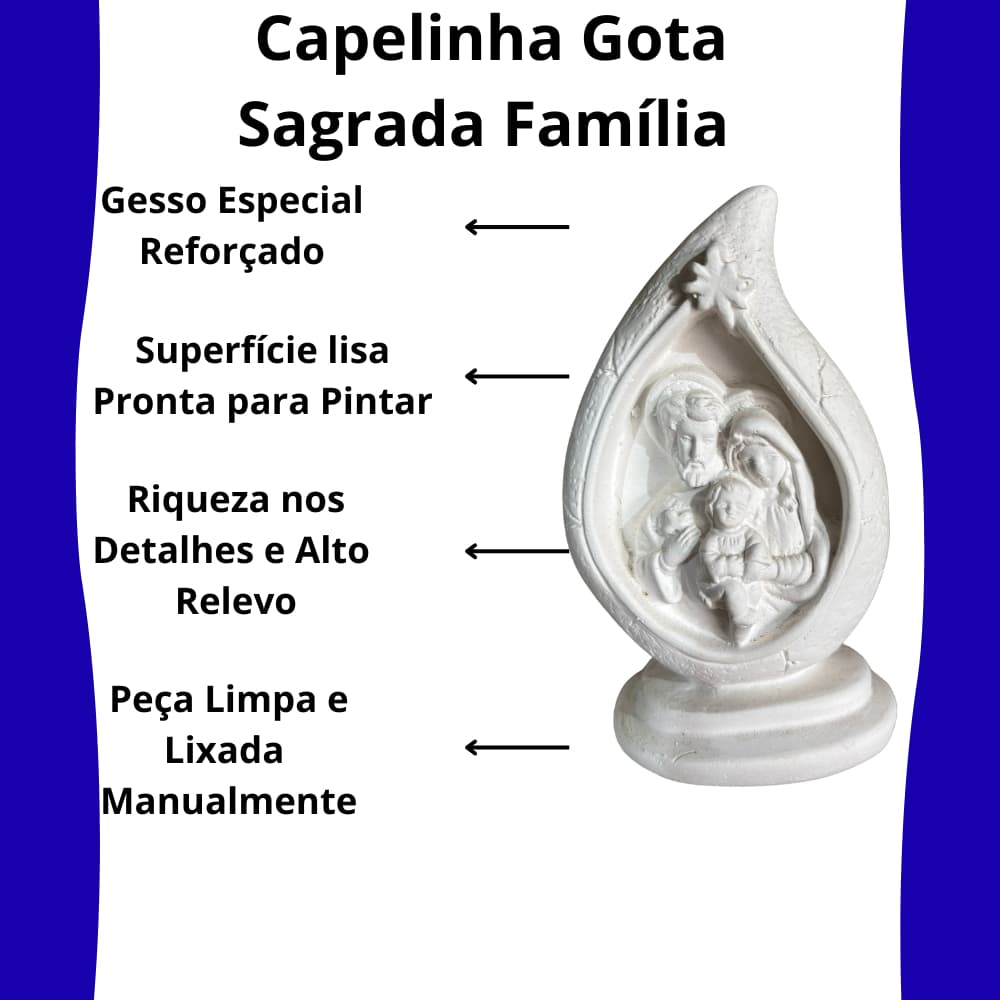 Kit 2 Capelinha Gota Sagrada Família 14 cm Gesso Cru Para Pintar