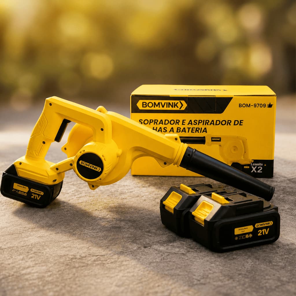 Soprador Turbo Profissional C/ 2 Baterias 400W 110/220v Bivolt C/ Carregador e Acessórios