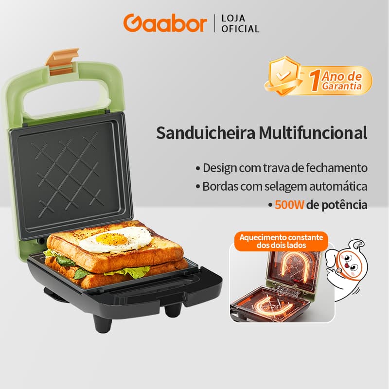 Gaabor Sanduicheira Automática 2 Min Selagem Perfeita Antiaderente Fácil Limpeza Bivolt EH-M02A