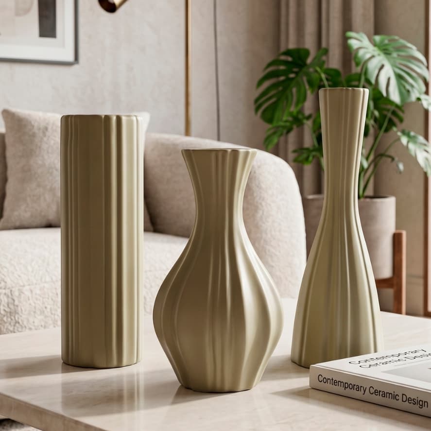 Conjunto Vasos Decorativos Cerâmica 3 Peças Colorido para Decorar Casamento Festa Aniversário Modern