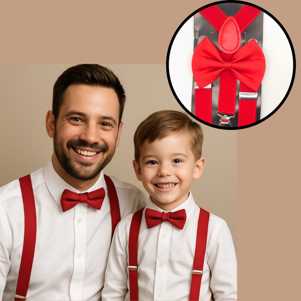 Kit Suspensorio Gravata Borboleta Masculino Regulável Ajustavel Pai E Filho Noivinho Pagem