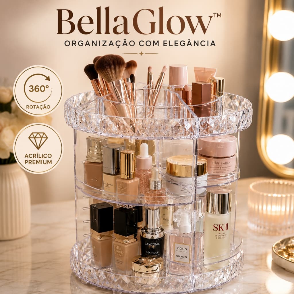 Organizador Giratório Porta Cosméticos 360° Acrílico Porta Maquiagem Skincare Perfumes Multiuso