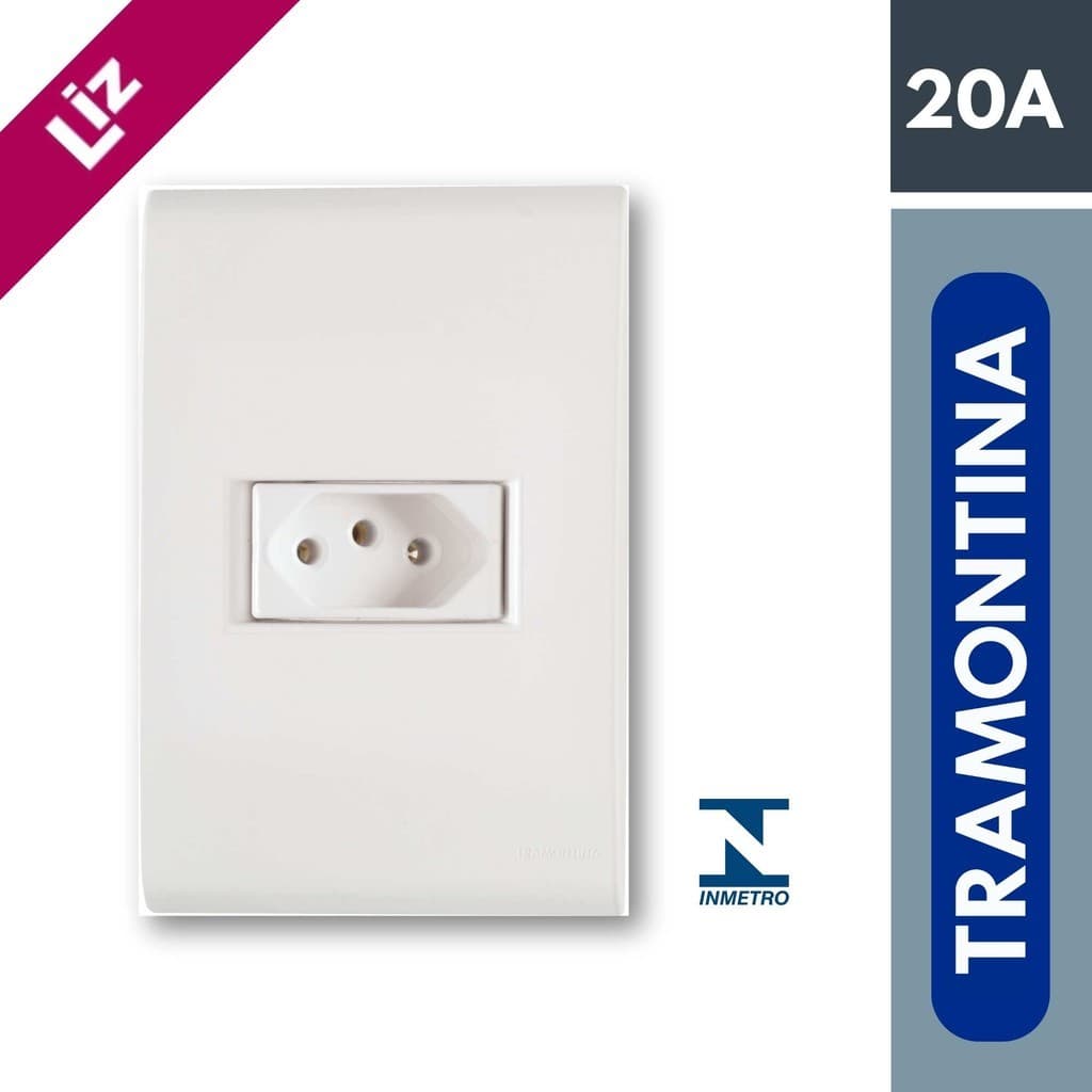 Tramontina Conjunto 4x2 com 1 Tomada 2P+T Liz 20 A 250 V Branco