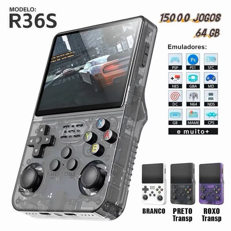 Console Portátil R36S com Tela IPS de 3.5 Polegadas Alta Definição