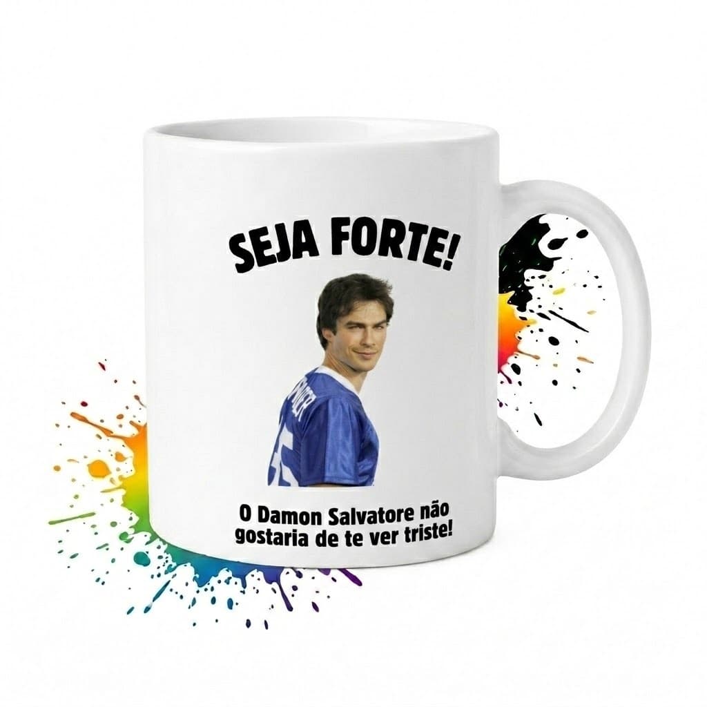 Caneca Damon Salvatore Seja Forte! | The Vampire Diaries | Presente Criativo para Fãs