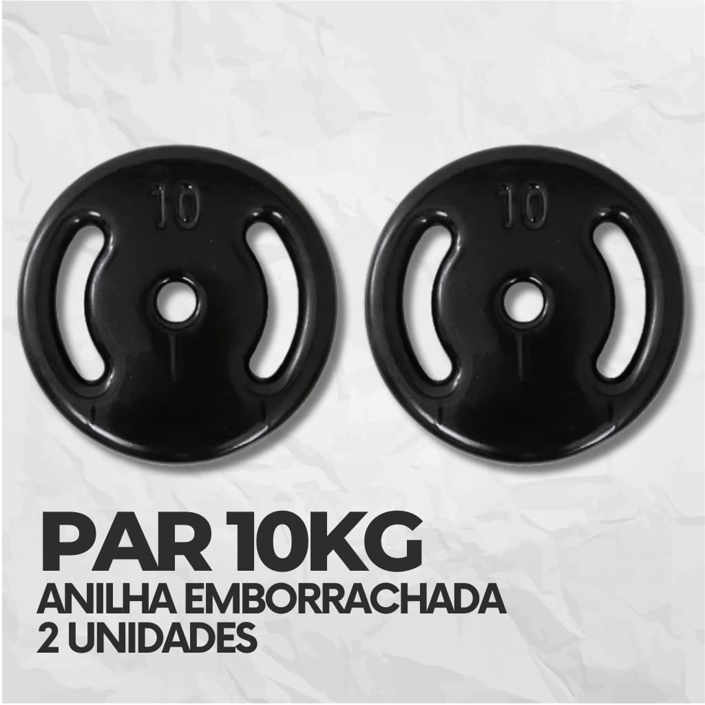 Par Anilhas Emborrachadas 10kg Peso de Academia