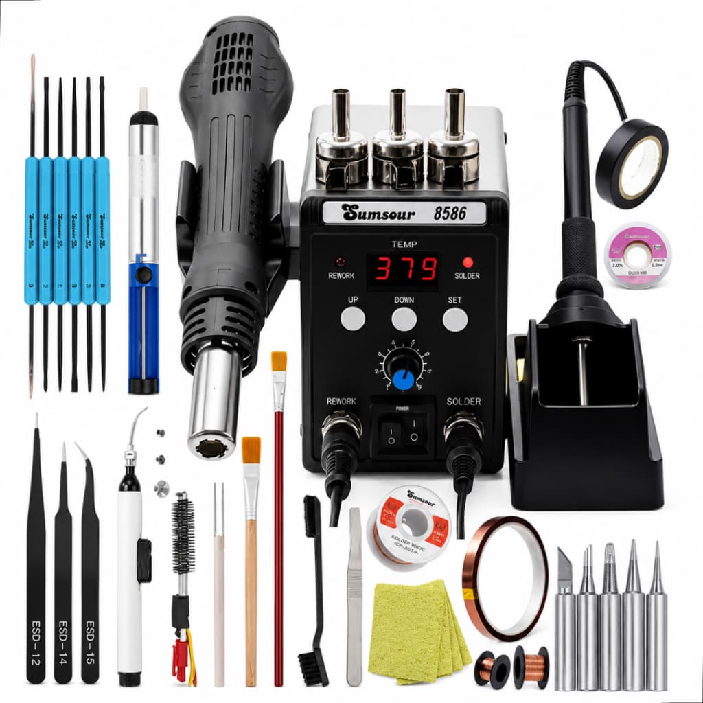 Kit Estação 8586 Completa De Retrabalho Solda-soprador 220v