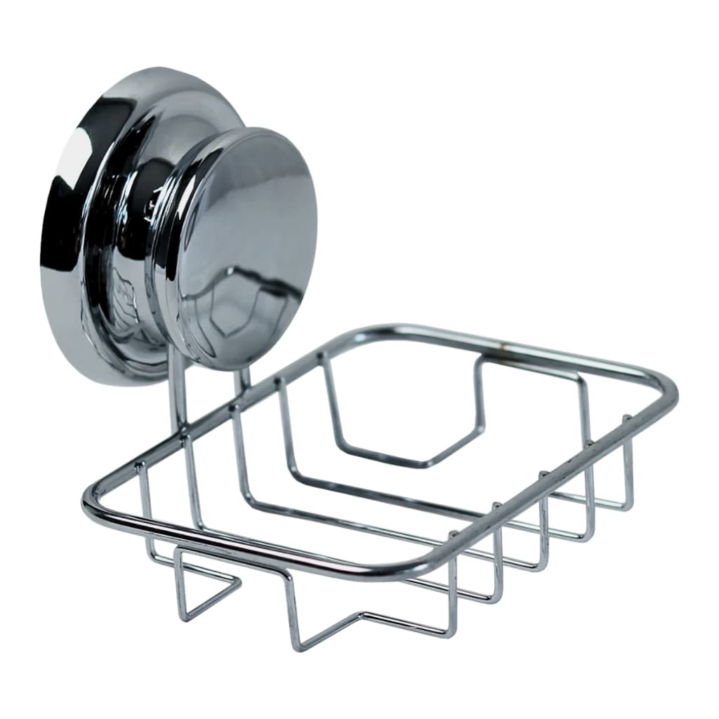 Suporte Porta Sabonete Inox com Ventosa para Banheiro 12x11x10,3cm Bucha Sem Furo