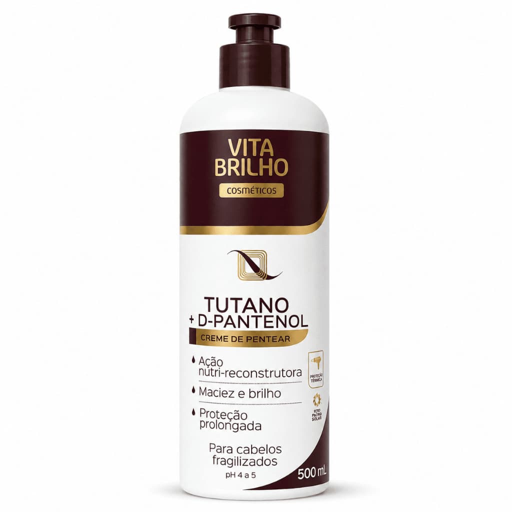 Creme de Pentear Tutano + D-Pantenol 500ml Vita Brilho para Cabelos Danificados, Ressecados e Fragilizados Sem Enxágue