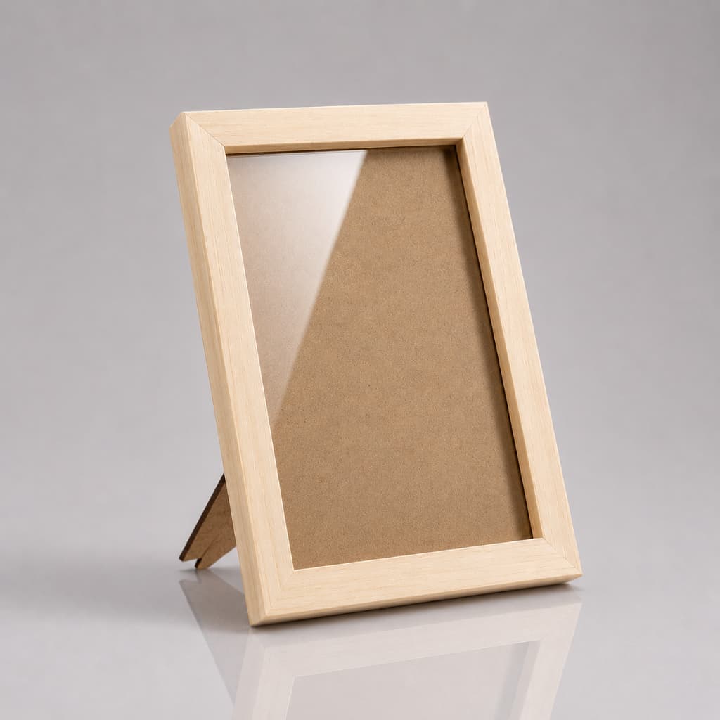 Porta Foto 10x15 Madeira Maciça Com Vidro Moldura de Mesa Decoração Minimalista Presente Criativo