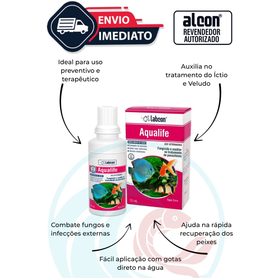 Labcon Aqualife 15ml | Fungicida e Auxiliar no Tratamento de Parasitas para Peixes Doentes | Alcon Original