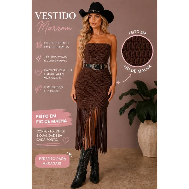 vestido de rodeio feito a mão em crochê