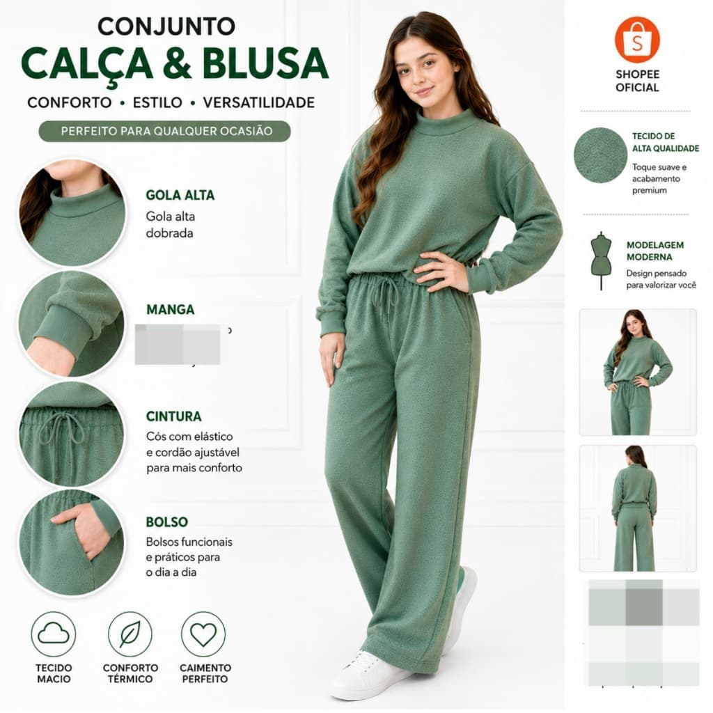 Conjunto infantil menina Pantalona quentinho