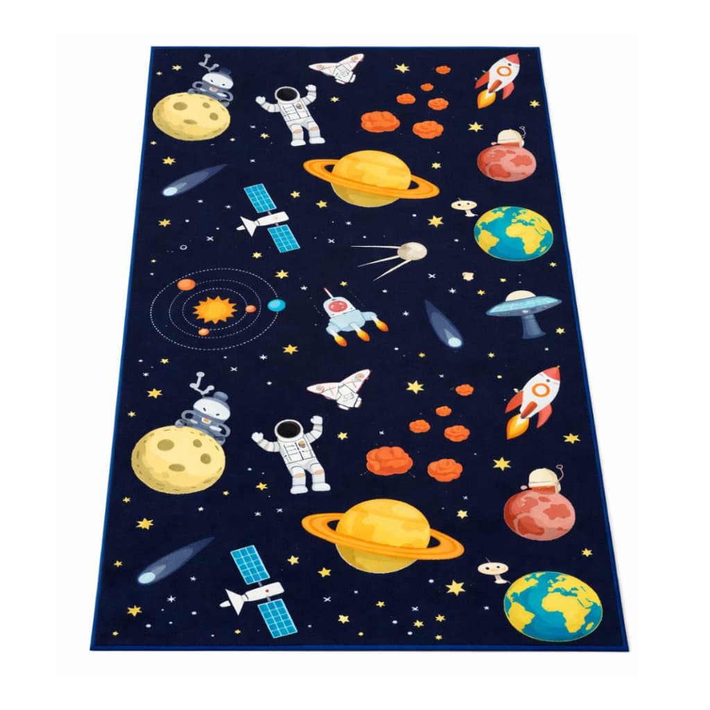 Tapete Quarto Infantil Criança Tatame Antiderrapante Emborrachado Menino Astronauta Jupiter Marinho