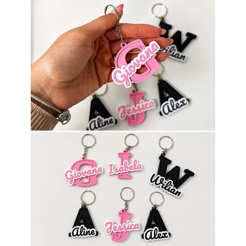 chaveiro personalizado com letra e nome presente mimo barato
