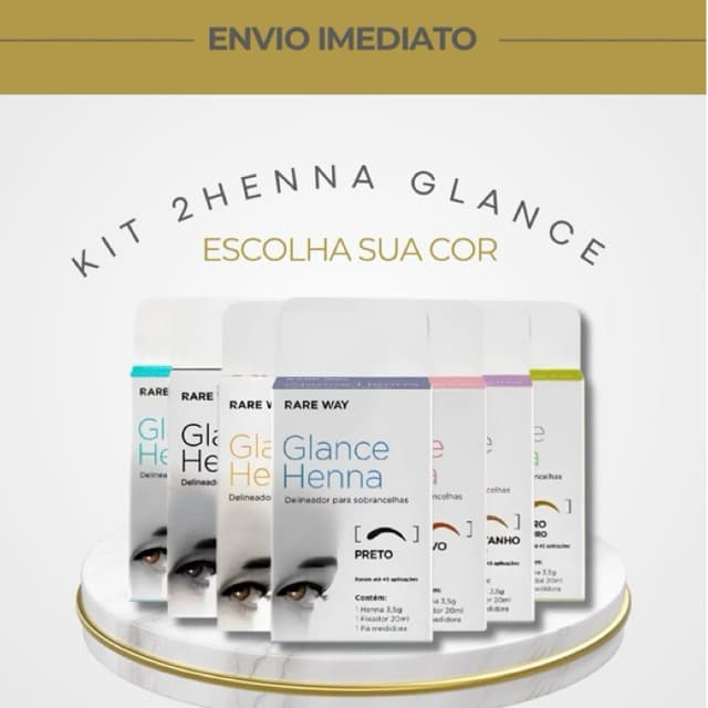 Kit 2 Henna Sobrancelha Glance Rare Way 3,5g – Todas as Cores | Alta Fixação
