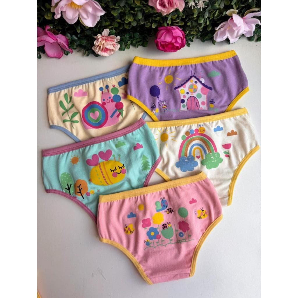Lindas Calcinhas Kit 5 Uni  Infantil De Algodão Para Menina Criança E Bebê Super Confortável