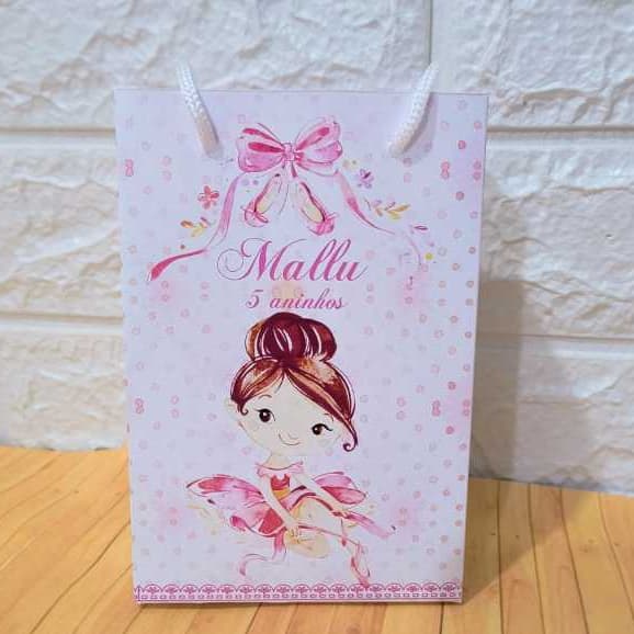 Mini Sacolinha Personalizada - BAILARINA - Sacolinha Surpresa | Lembrancinha Festa | Pegue e Monte.