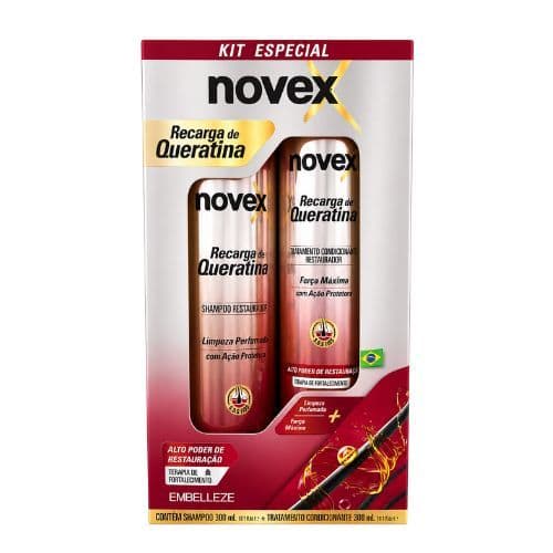 Kit Novex Shampoo + Condicionador 300ml Recarga de Queratina