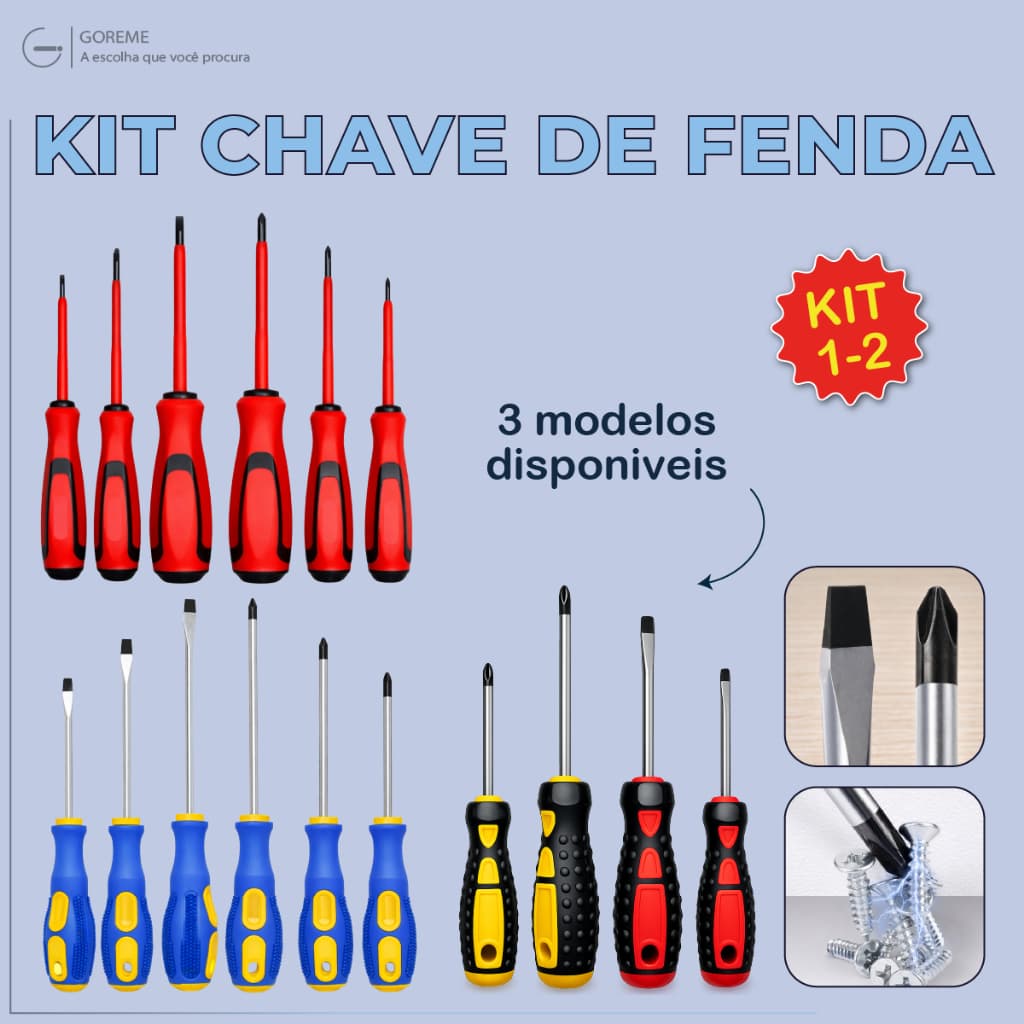 Jogo de Chaves de Fecha e Philips 3 Modelos de Maleta com Ferramentas Variáveis