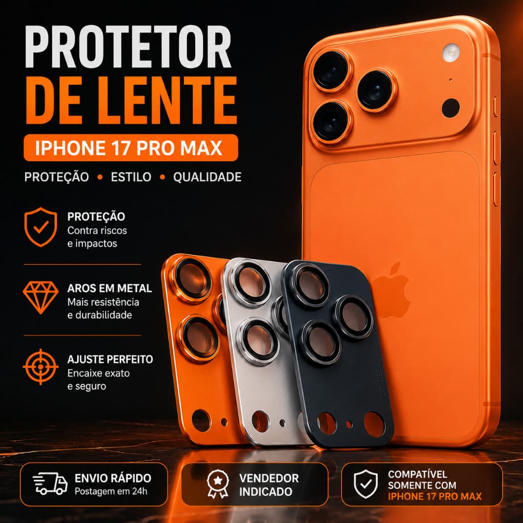 Pelicula Para Camera Iphone 17 Pro 17 Pro max Lente Safira Não Arranha