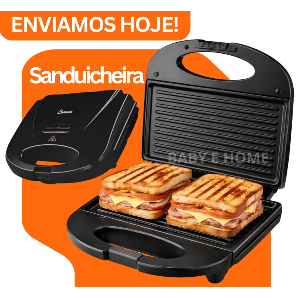 Sanduicheira Grill Eletrica Preta 110v Startools Antiaderente Portatil