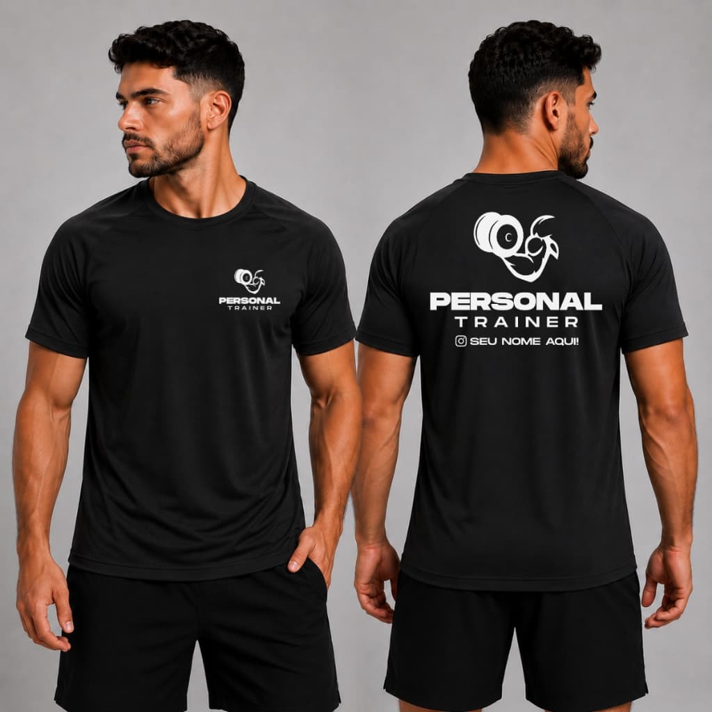Camiseta Dry Fit Poliamida Malha Fria Uv Tecido Respirável Personal Trainer Seu Nome Personalizada