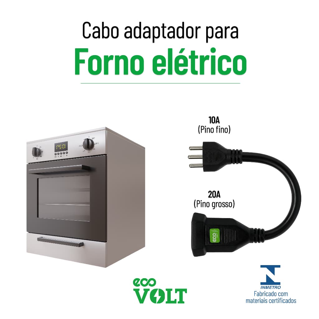Cabo Adaptador Reforçado Forno Elétrico 20a X 10a Ecovolt