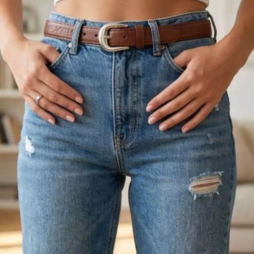 Cinto Feminino Fino  Fivela Prata