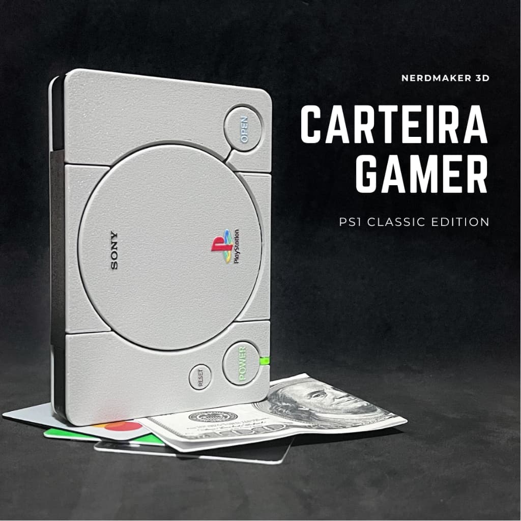 Carteira Porta Cartão Modelo PS1 Gamer Compacta Masculina Feminina