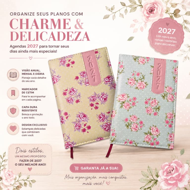 AGENDA DIÁRIA ANO 2027 FLORES