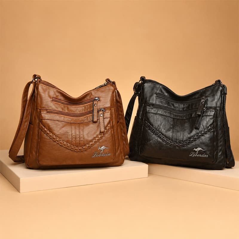 Bolsa Feminina Senhora PU Couro Sintético Grande Capacidade Ombro Transversal