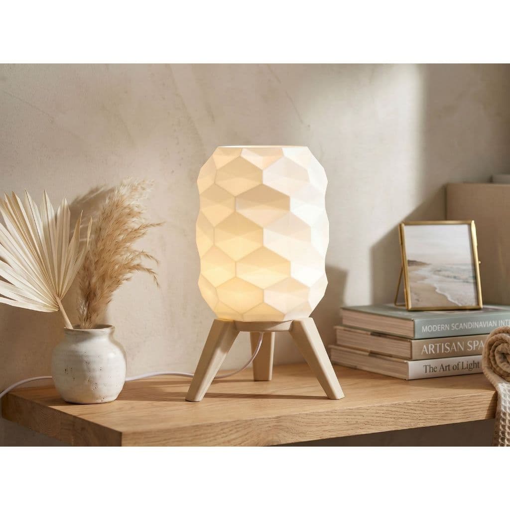 Luminária de Mesa LED Moderna Abajur Decorativo Design Geométrico Luz Quente para Quarto Sala Escritório