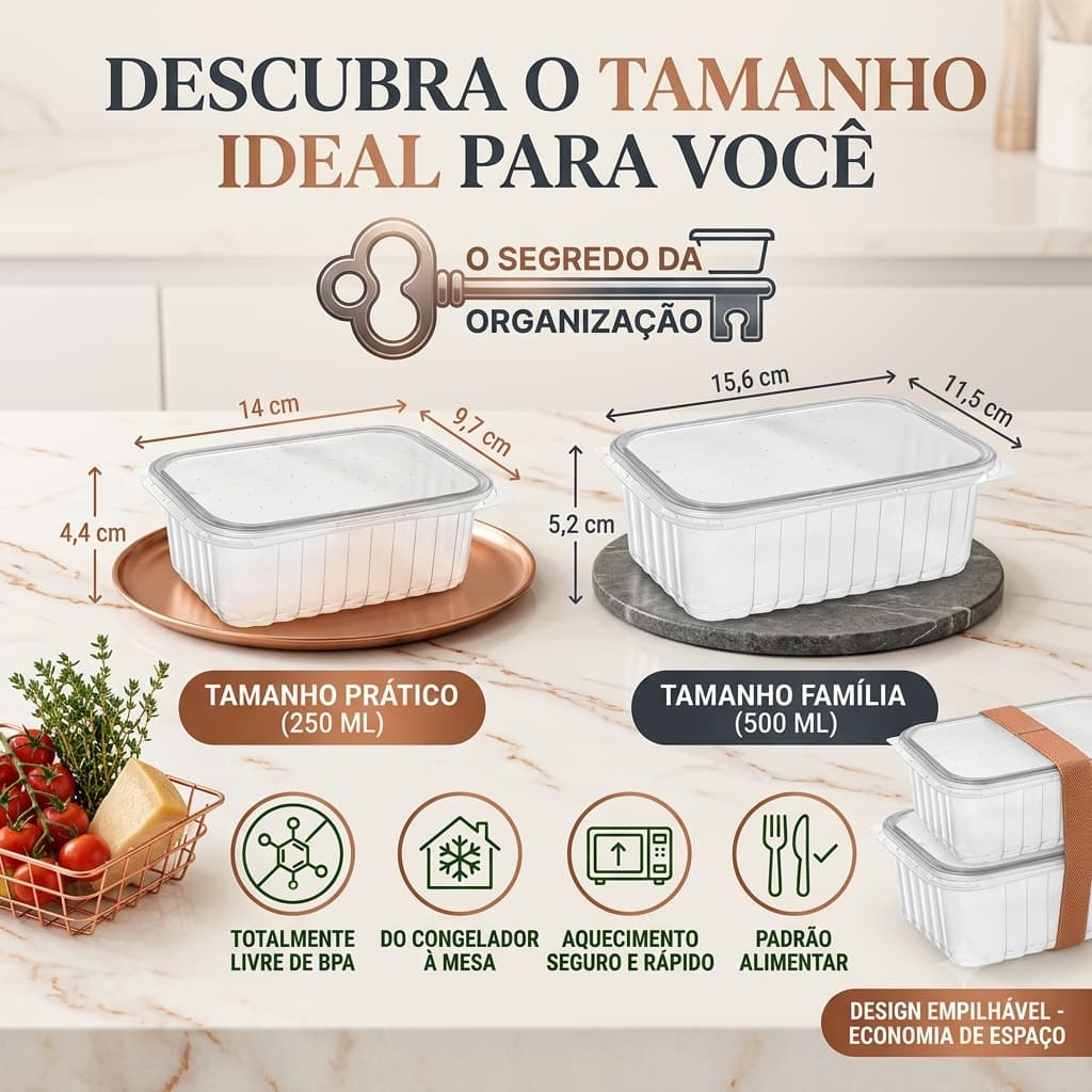 24/48/72 Pote Embalagem Marmita Descartável Retangular Plástico 250 ml 500ml Fitness