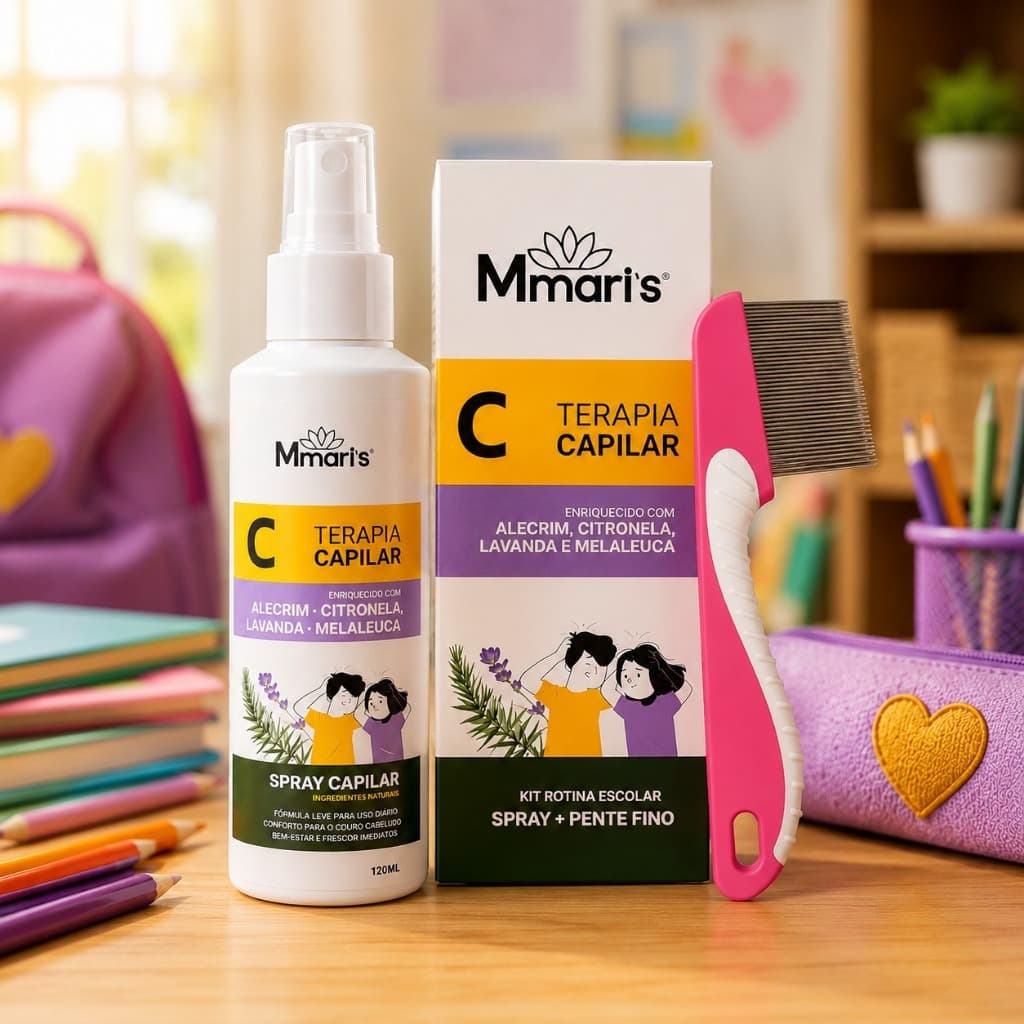 Spray Combate Piolho + Pente Fino Aço Removerdor Piolhos Lendeas Elimina Coceira Dermatologicament